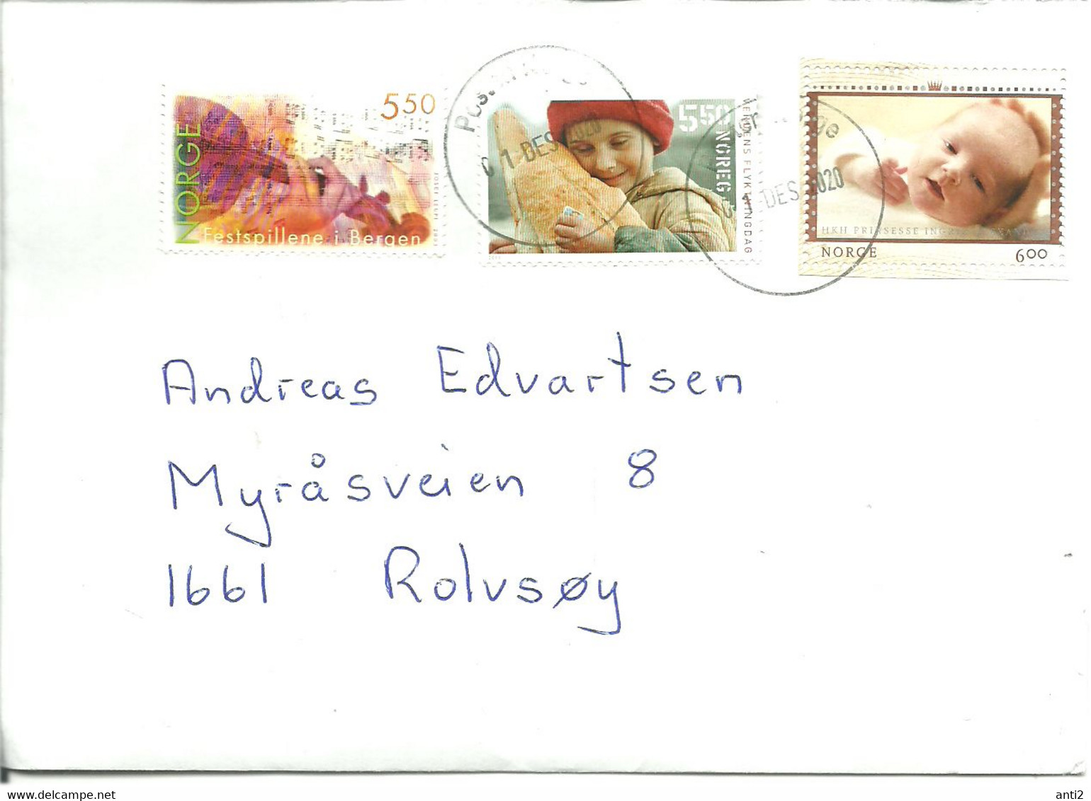 Norway Norge Cover Cancelled 1.12.20    Festival In Bergen, Refugee Day, Princess - Cancelled - Storia Postale