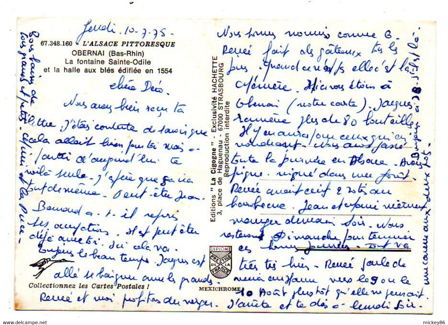 OBERNAI --1975--La Fontaine  Sainte Odile  Et La Halle Aux Blés ( Voitures Dont Peugeot Et Renault 4L)..........à Saisir - Obernai