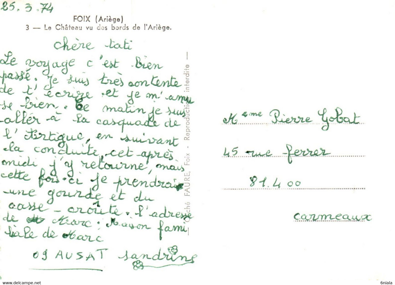 5160 Carte Postale FOIX  Le Château Vu Des Bords De L'Ariège          09 Ariège - Foix