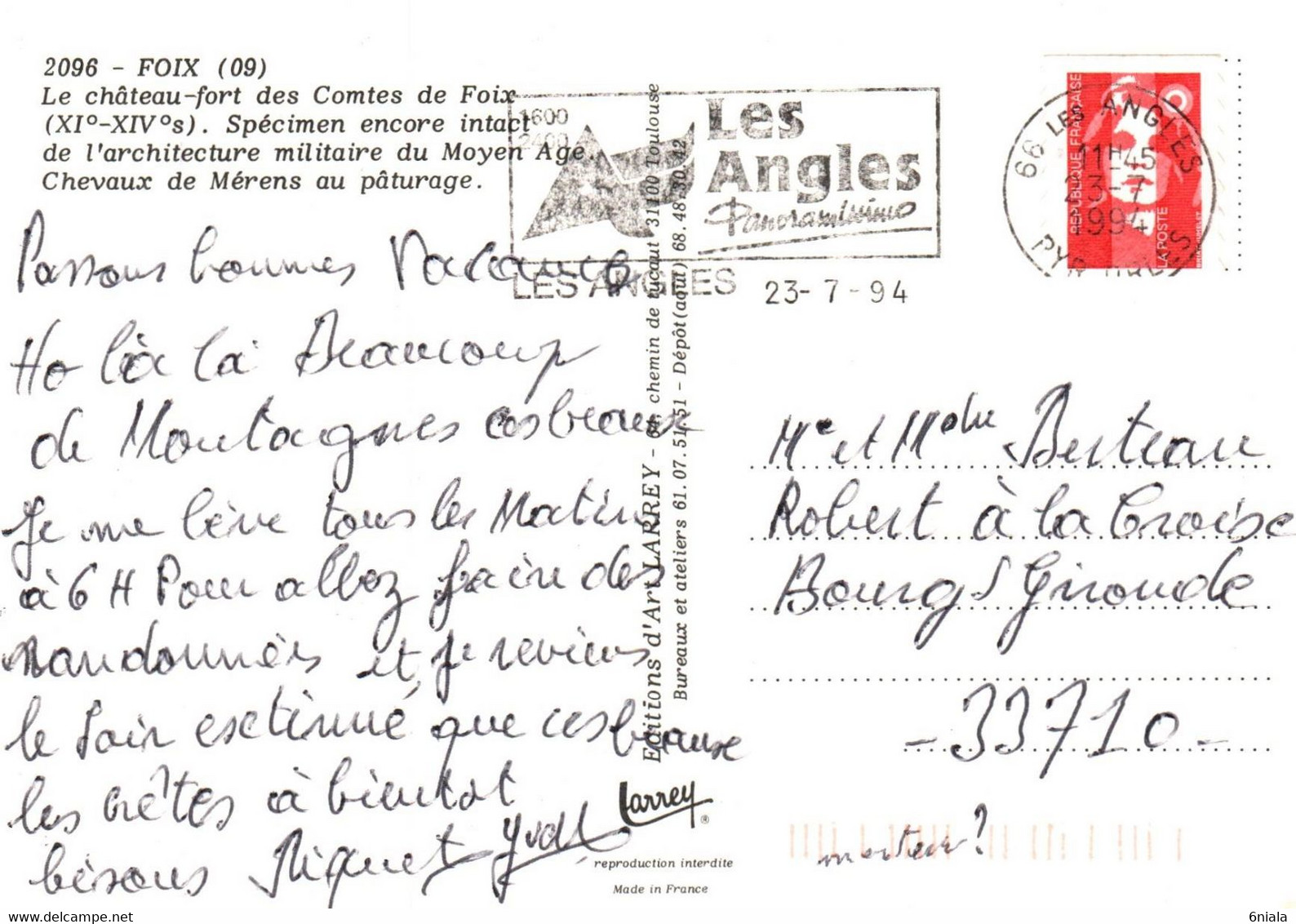 5164 Carte Postale FOIX  Le Château Fort  Des Comtes De Foix,   Chevaux De Mérens Au Pâturage           09 Ariège - Foix