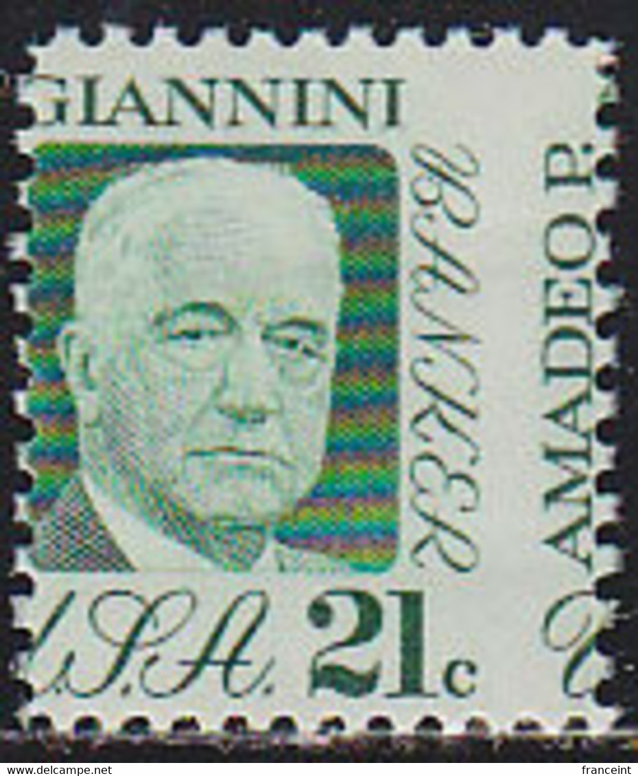 U.S.A. (1973) Amadeor Giannini. Vertical Misperforation Resulting In First Name Appearing On The Right. Scott No 1400. - Variedades, Errores & Curiosidades