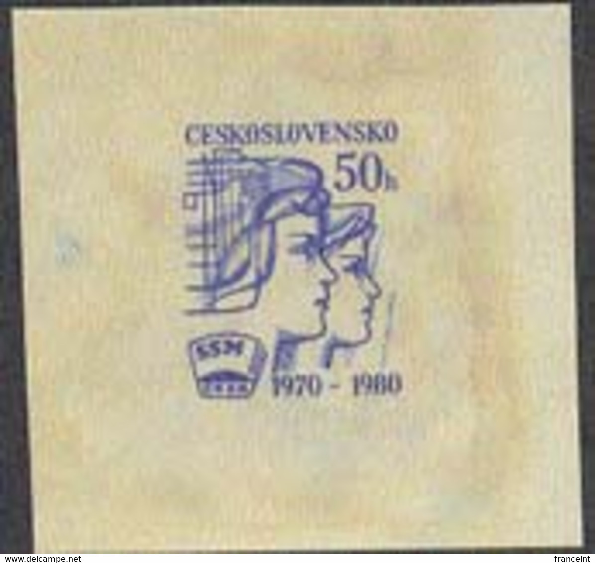 CZECHOSLOVAKIA (1980) Youths. Die Proof In Blue. 10th Anniversary Of Socialist Youth Fed. Scott No 2333 - Ensayos & Reimpresiones
