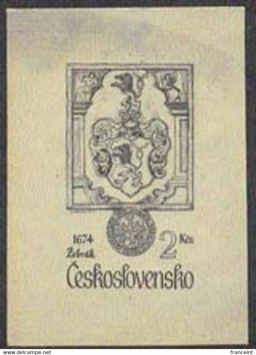 CZECHOSLOVAKIA (1979) Arms Of Zebrak. Mythical Beast. Die Proof In Black. Scott No 2244, Yvert No 2339. - Proofs & Reprints