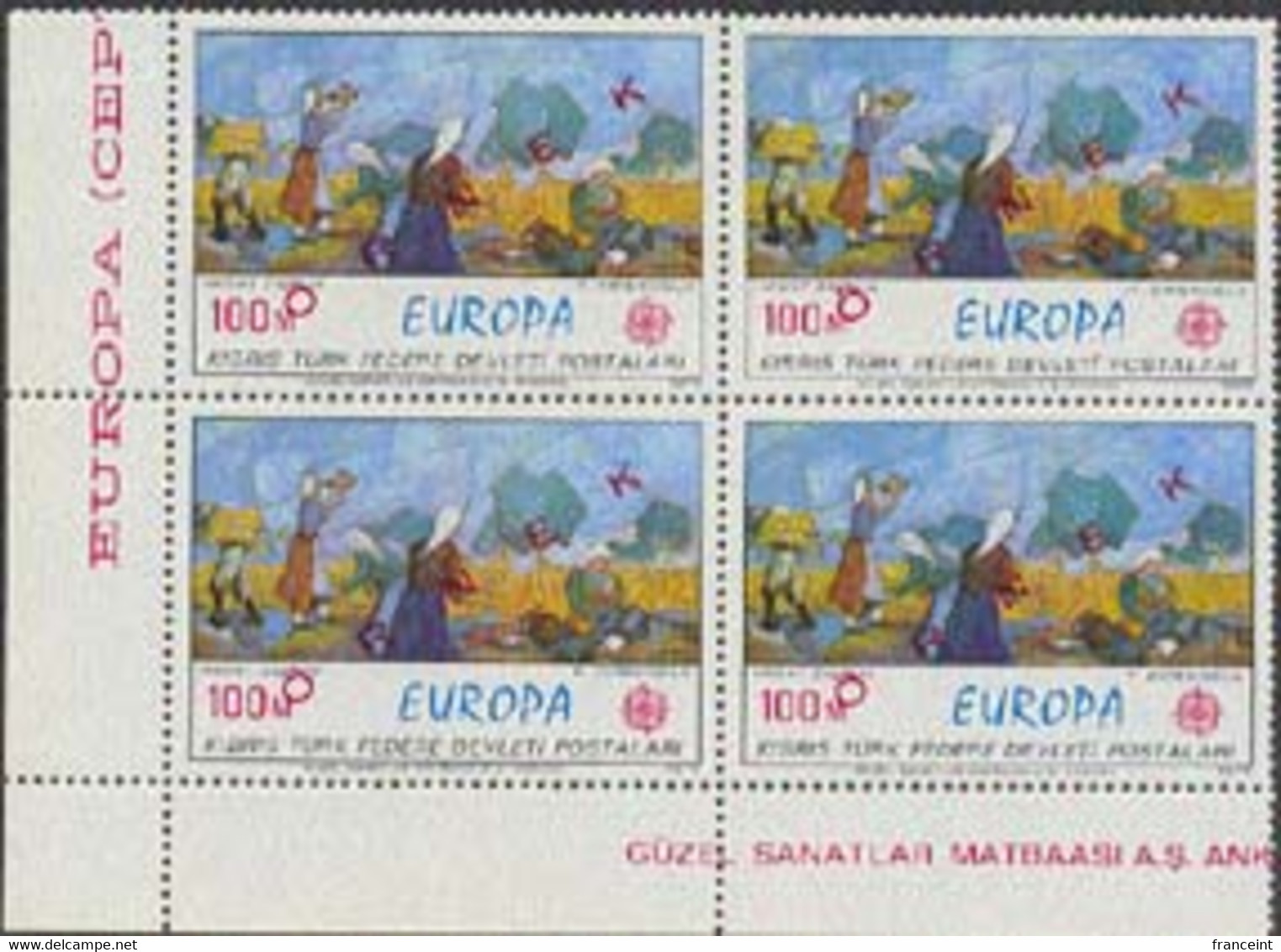 NORTHERN CYPRUS (1975b) Harvest Time. Block Of 4 Overprinted ORNEK (specimen). Scott No 27, Yvert No 15. - Autres & Non Classés