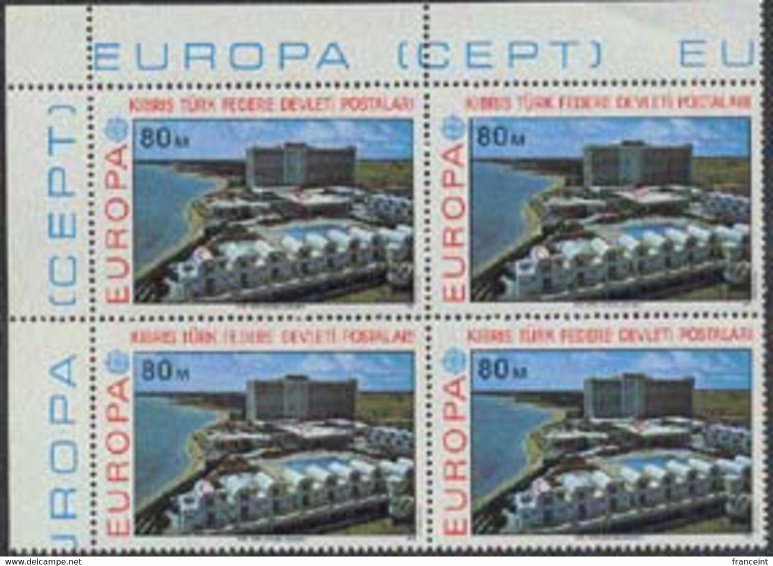 NORTHERN CYPRUS (1977) Salamis Bay. Block Of 4 Overprinted ORNEK (specimen). Scott No 41, Yvert No 32. - Other & Unclassified