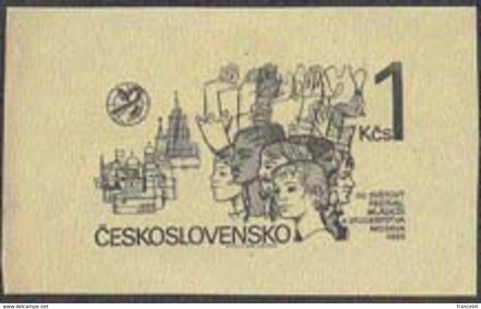 CZECHOSLOVAKIA (1985) Students With Hands Raised. Die Proof In Black. Scott No 2568, Yvert No 2637. - Ensayos & Reimpresiones