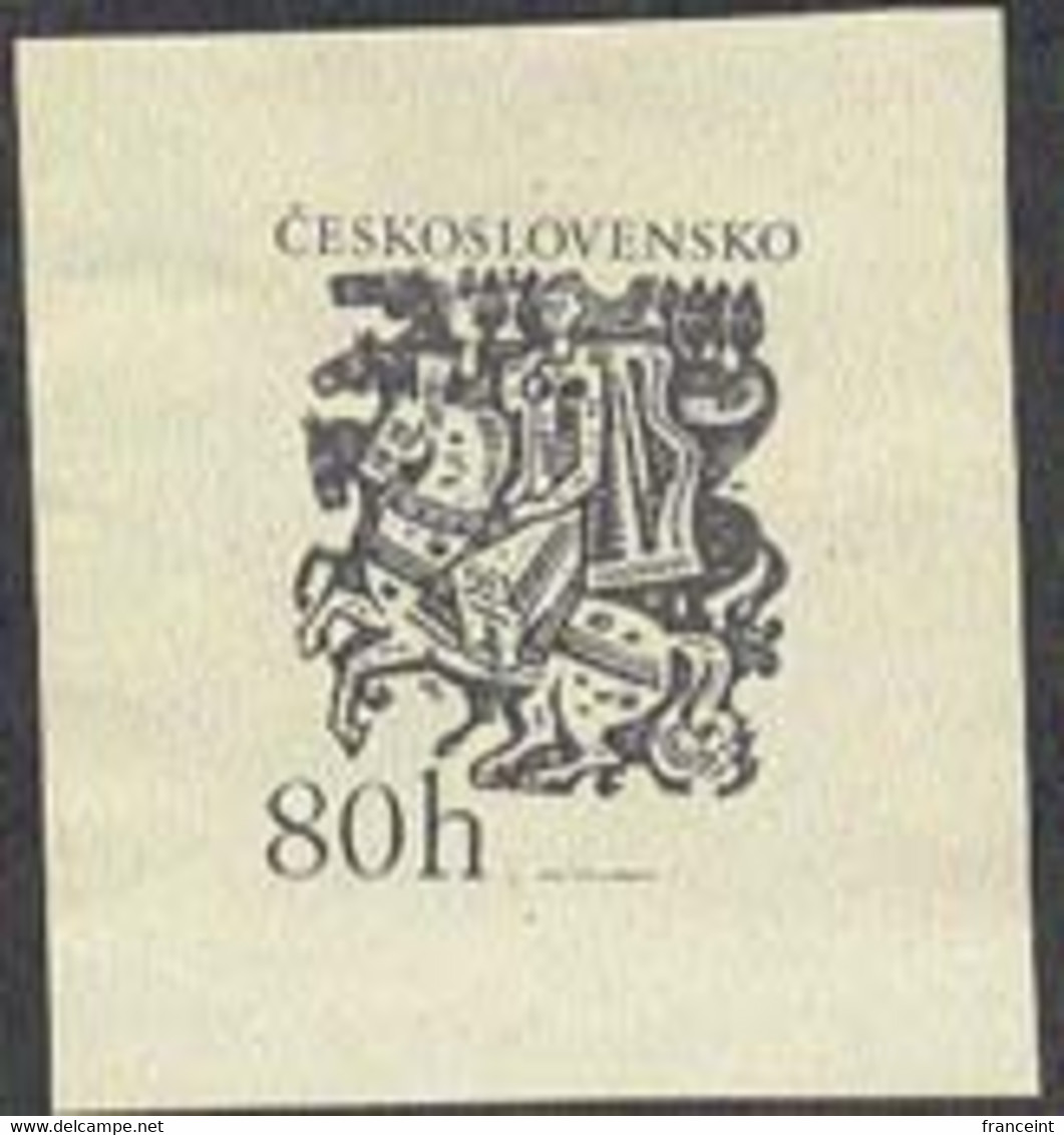 CZECHOSLOVAKIA (1975) Man On Horseback. Die Proof In Black. "Pearls Of Gold" By Dubravec. Scott No 2017 - Proofs & Reprints