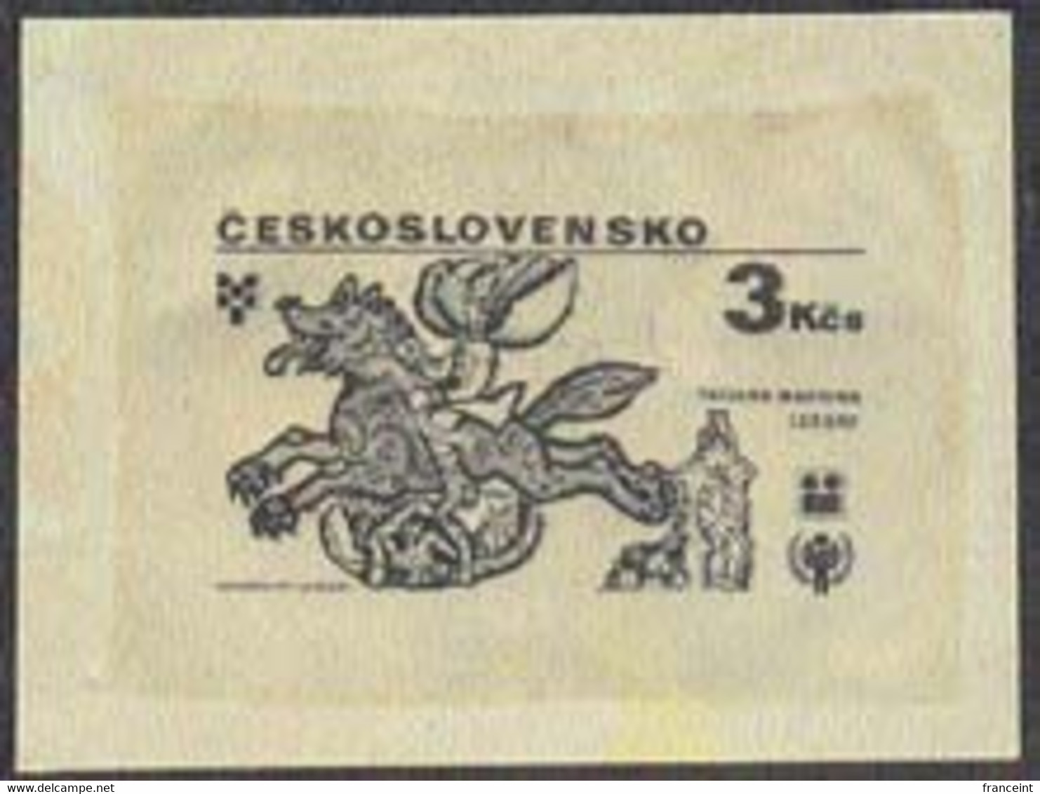 CZECHOSLOVAKIA (1979) King Riding Flying Beast. Die Proof In Black. IYC Issue. Scott No 2254, Yvert No 2349. - Proofs & Reprints