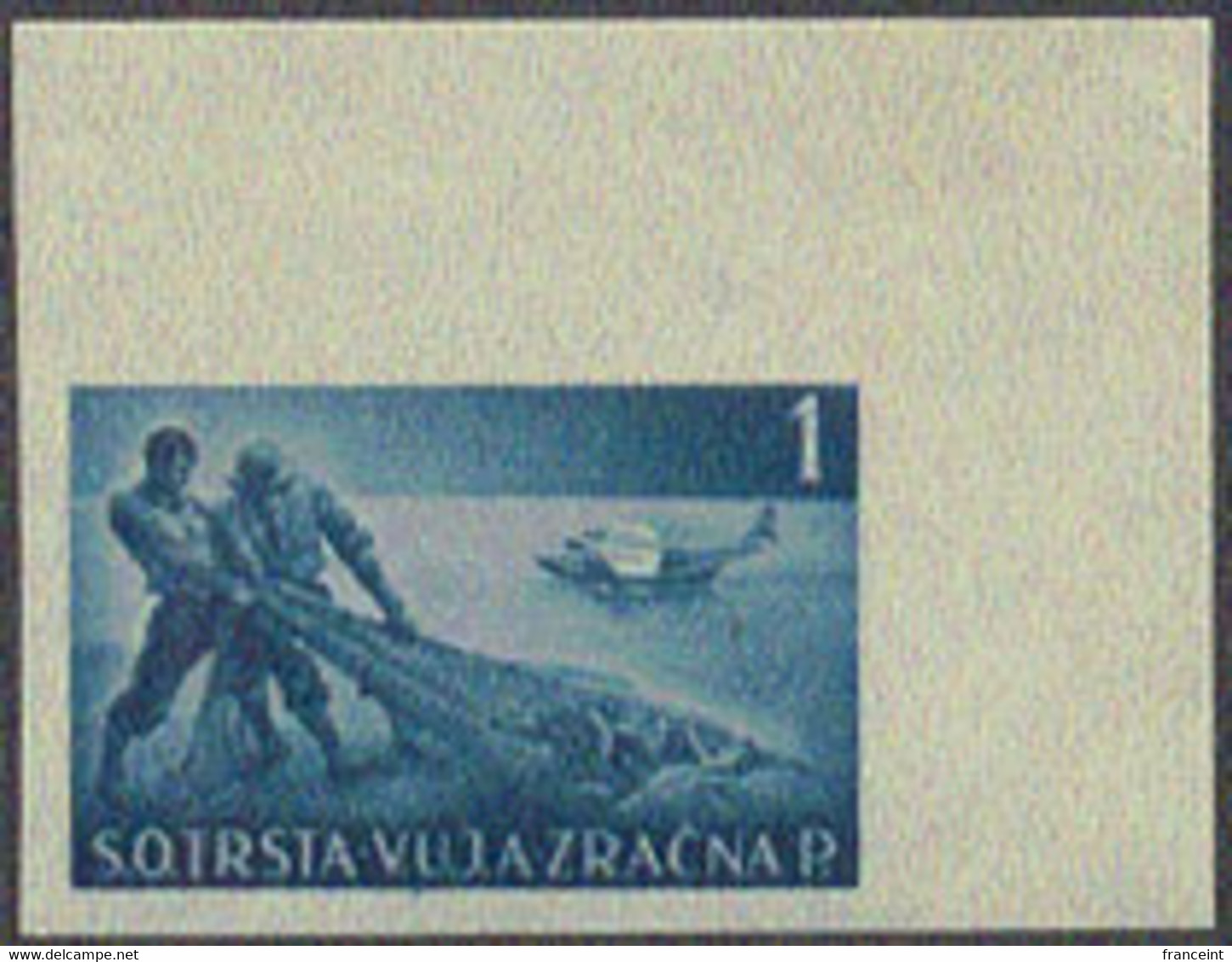 TRIESTE (1949) Fishermen With Catch In Net. Imperforate Corner Copy, Expertisation Mark On Reverse. Scott No C3 - Other & Unclassified