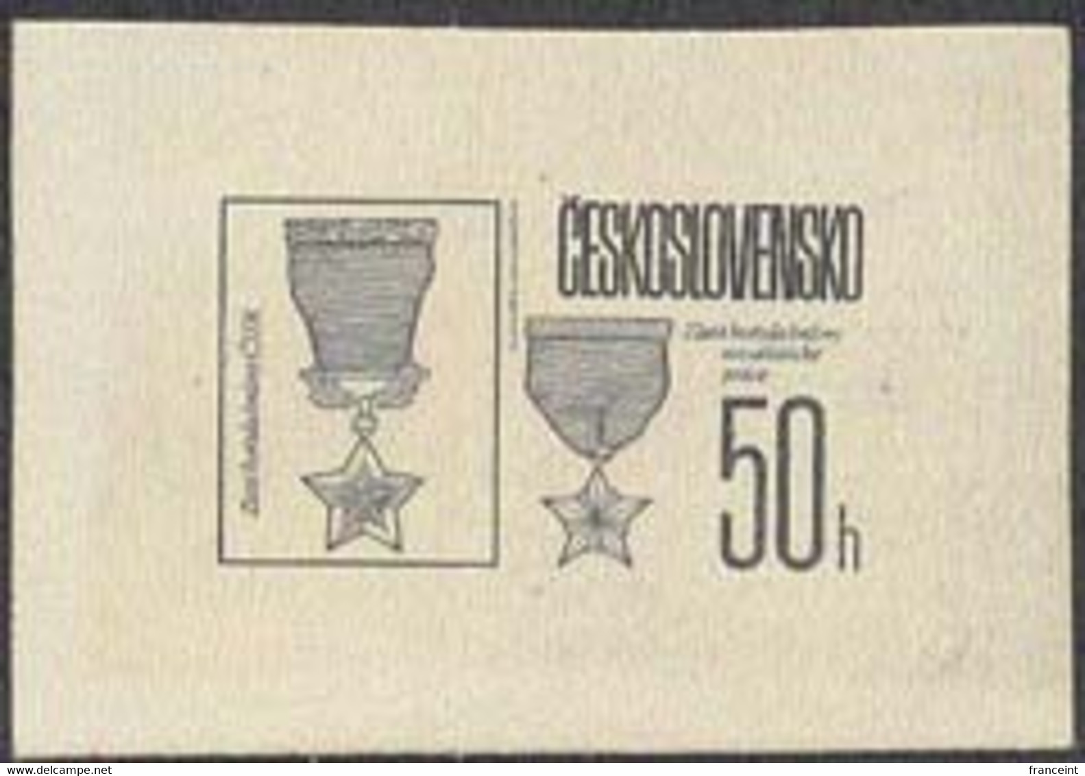 CZECHOSLOVAKIA (1987) Gold Stars Of Socialist Labor. Die Proof In Black. State Decorations. Scott No 2642 - Proofs & Reprints