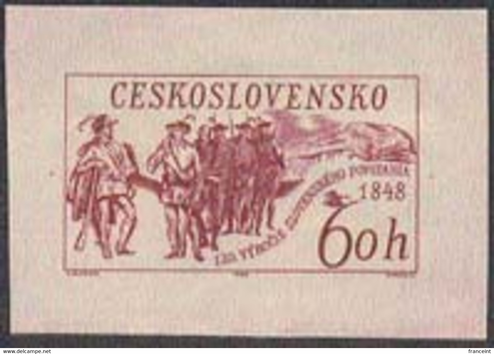 CZECHOSLOVAKIA (1968) Partisans. Mountains. Die Proof In Red. 120th Anniversary Of Slovak Uprising. Scott No 1565. - Essais & Réimpressions