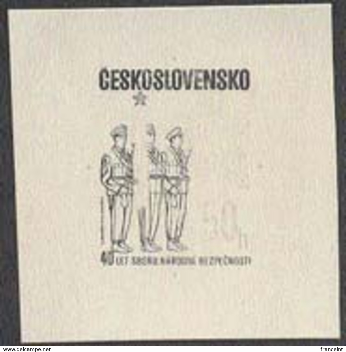 CZECHOSLOVAKIA (1985) National Security Guards. Stage Die Proof In Black. 40th Anniversary. Scott No 2553 - Probe- Und Nachdrucke