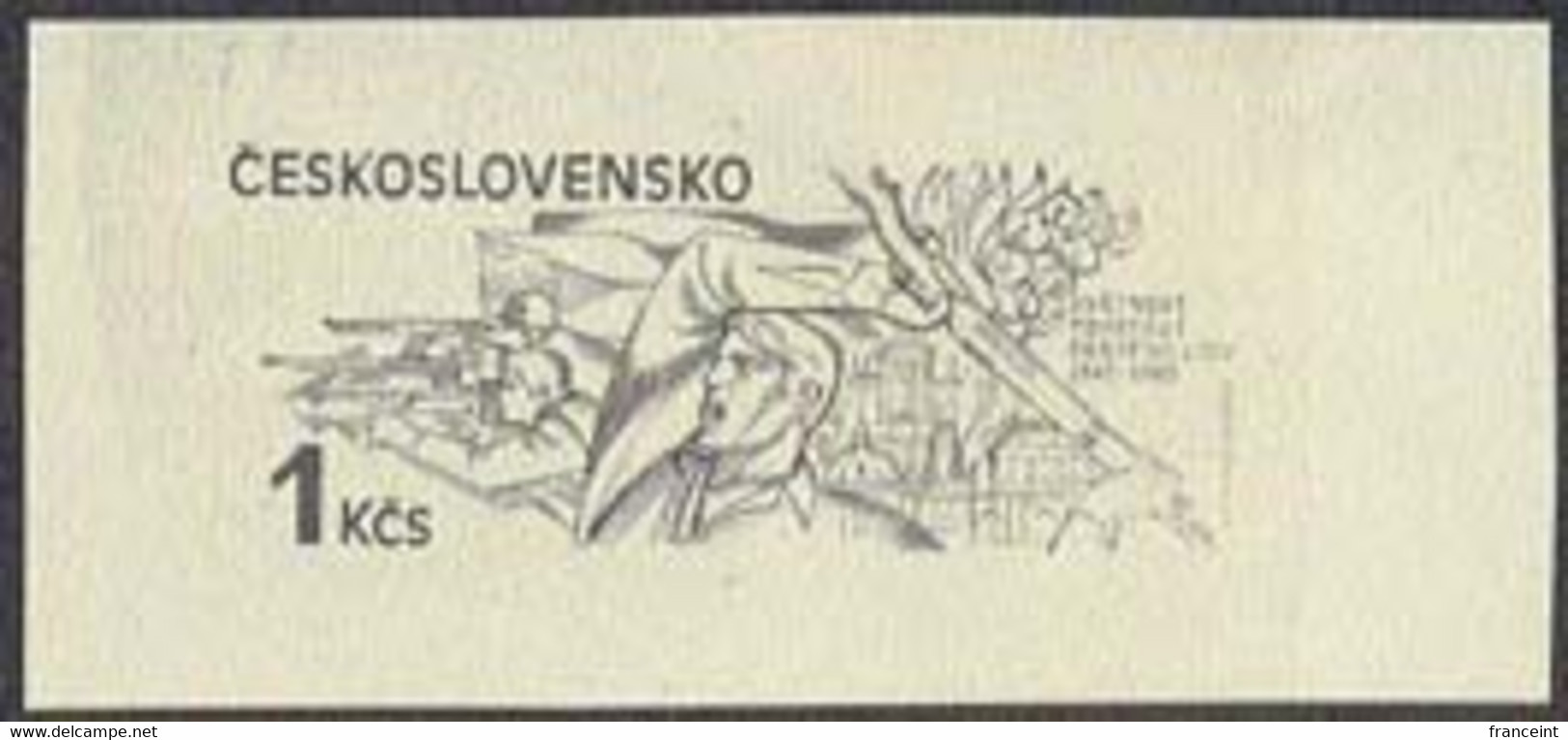 CZECHOSLOVAKIA (1985) Soldier. Die Proof In Black. 40th Anniversary Soviet Army In Czechoslovakia. Scott No 2559 - Proeven & Herdrukken