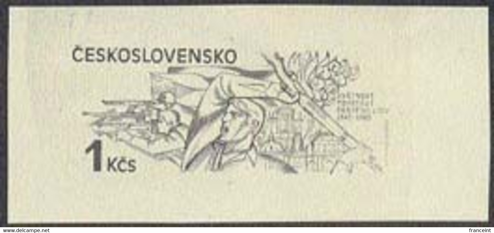 CZECHOSLOVAKIA (1985) Soldier. Die Proof In Black. 40th Anniversary Soviet Army In Czechoslovakia. Scott No 2559 - Essais & Réimpressions