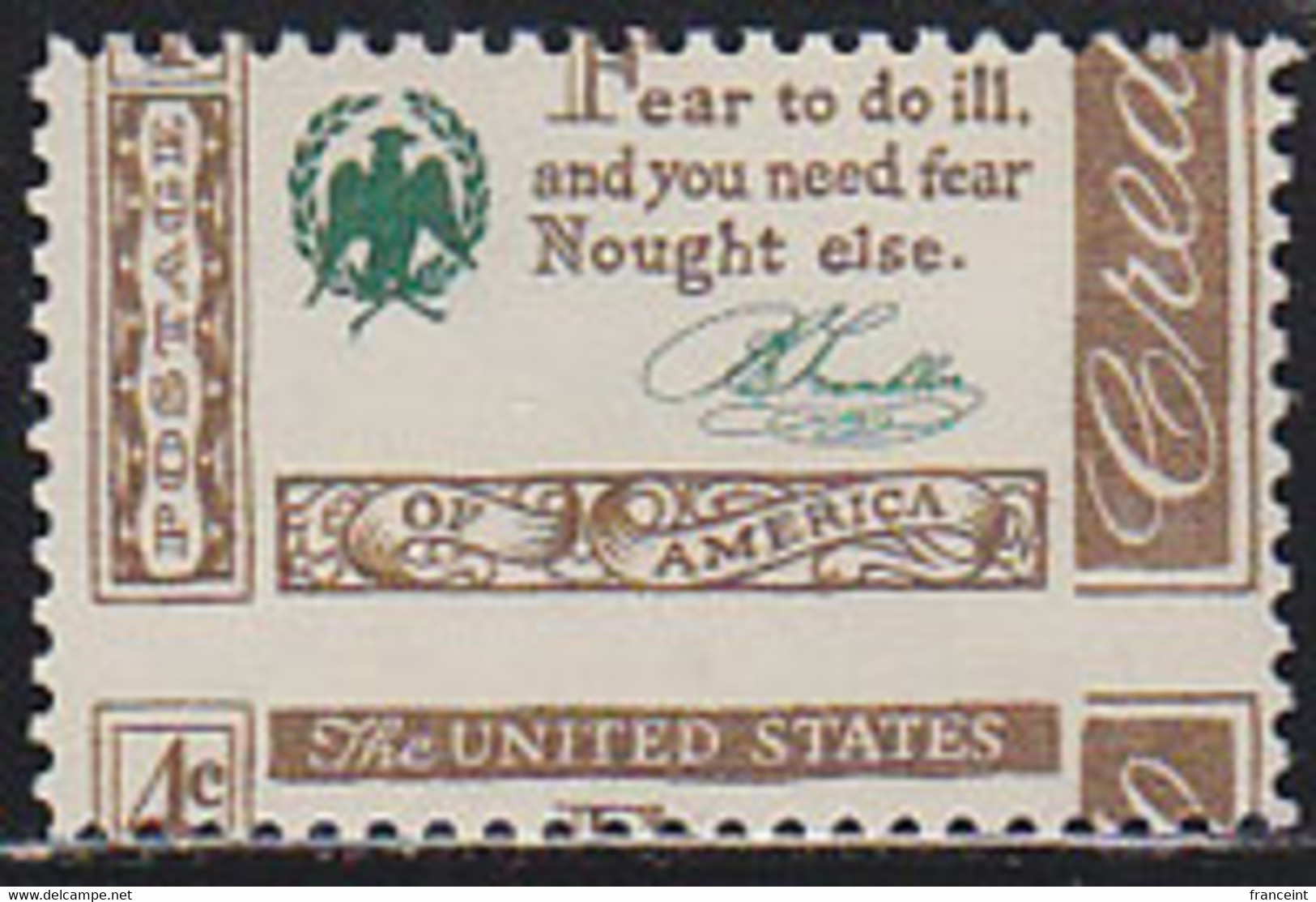 U.S.A. (1960) Franklin Credo. Horizontal Perforation Shift Resulting In Top 1/4 Of Stamp Appearing At Bottom. Scott 1140 - Errors, Freaks & Oddities (EFOs)