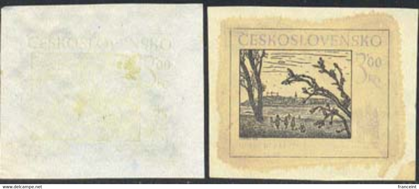CZECHOSLOVAKIA (1978) Bratislava In 1955. Pair Of Die Proofs, One Very Faint, 2nd In Black. Scott No 2174 - Prove E Ristampe
