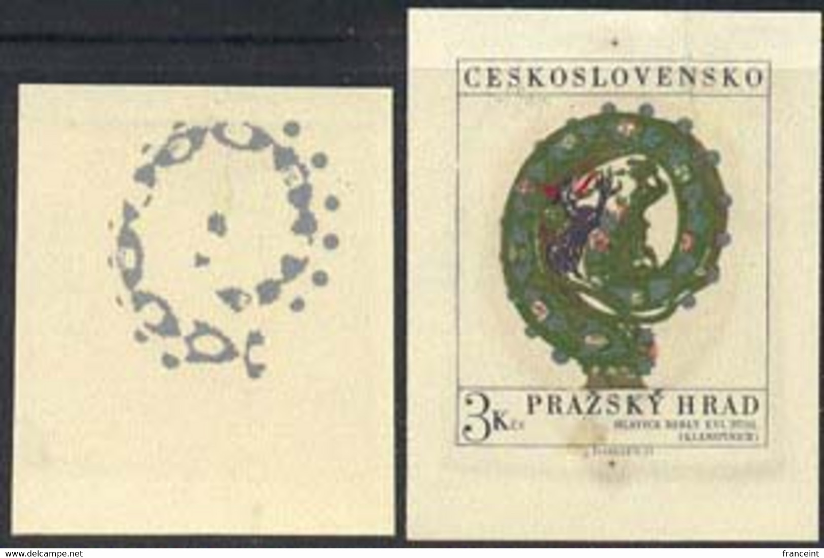 CZECHOSLOVAKIA (1971) Abbess' Crosier. Pair Of Die Proofs, One Partial And The Other In Color. Scott No 1752 - Ensayos & Reimpresiones