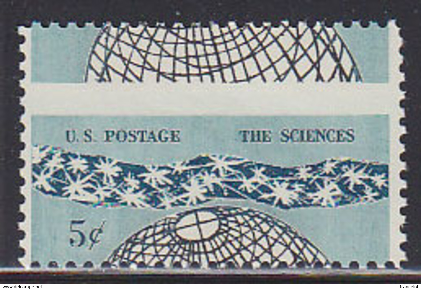 U.S.A. (1963) Sciences. Perforation Shift Splitting The Stamp Practically In Half. Scott No 1237. - Errors, Freaks & Oddities (EFOs)