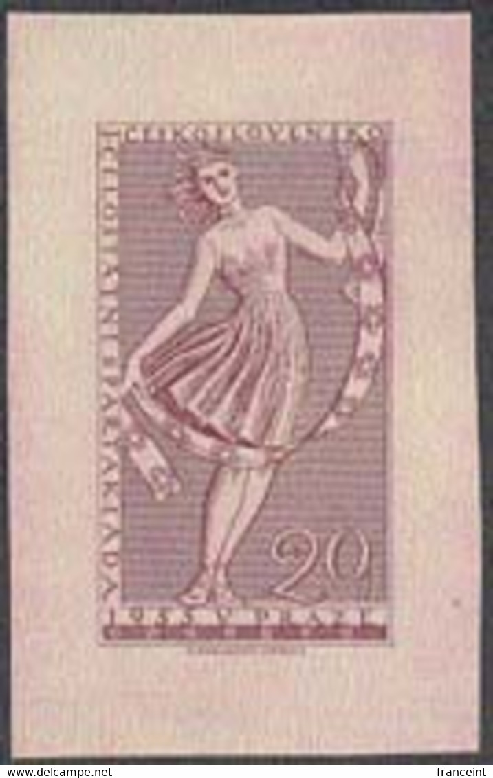 CZECHOSLOVAKIA (1955) Woman Athlete. Die Proof In Reddish Brown. First Spartakaid. Scott No 696, Yvert No 812. - Essais & Réimpressions