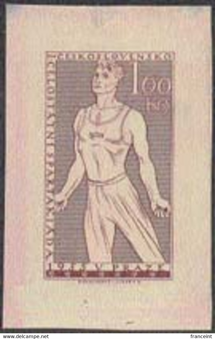 CZECHOSLOVAKIA (1955) Male Athlete. Die Proof In Reddish Brown. First Spartakaid. Scott No 698, Yvert No 814. - Proofs & Reprints