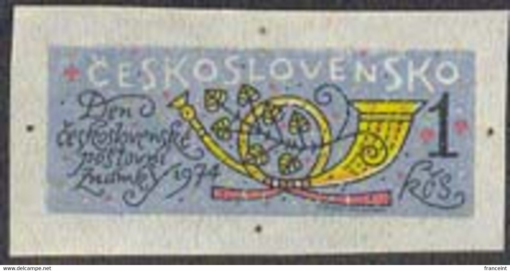 CZECHOSLOVAKIA (1974) Posthorn. Die Proof In Color. Stamp Day. Scott No 1985, Yvert No 2082. - Proeven & Herdrukken