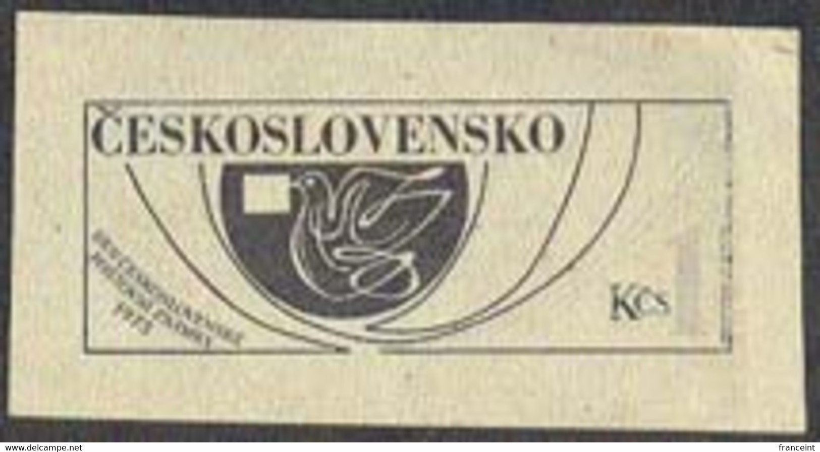 CZECHOSLOVAKIA (1975) Dove Carrying Letter. Die Proof In Black. Scott No 2048, Yvert No 2143. - Prove E Ristampe