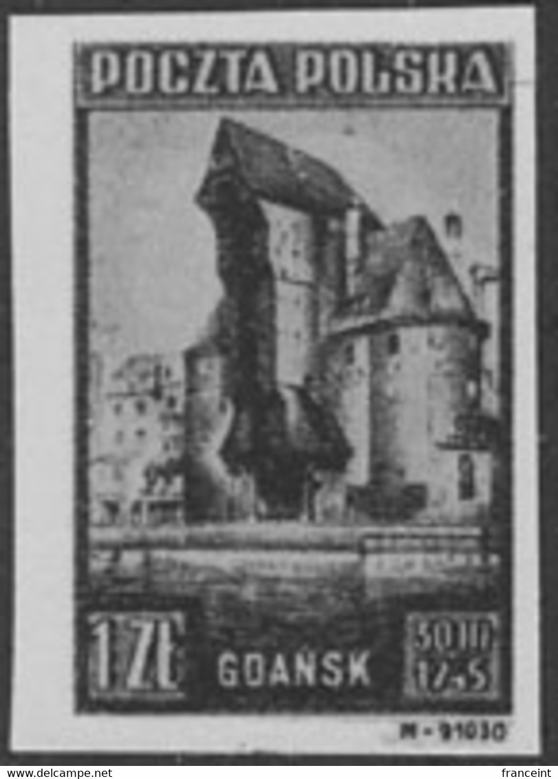 POLAND (1945) Crane Tower, Gdansk. Black Print. Scott Nos 370, Yvert No 450. - Essais & Réimpressions