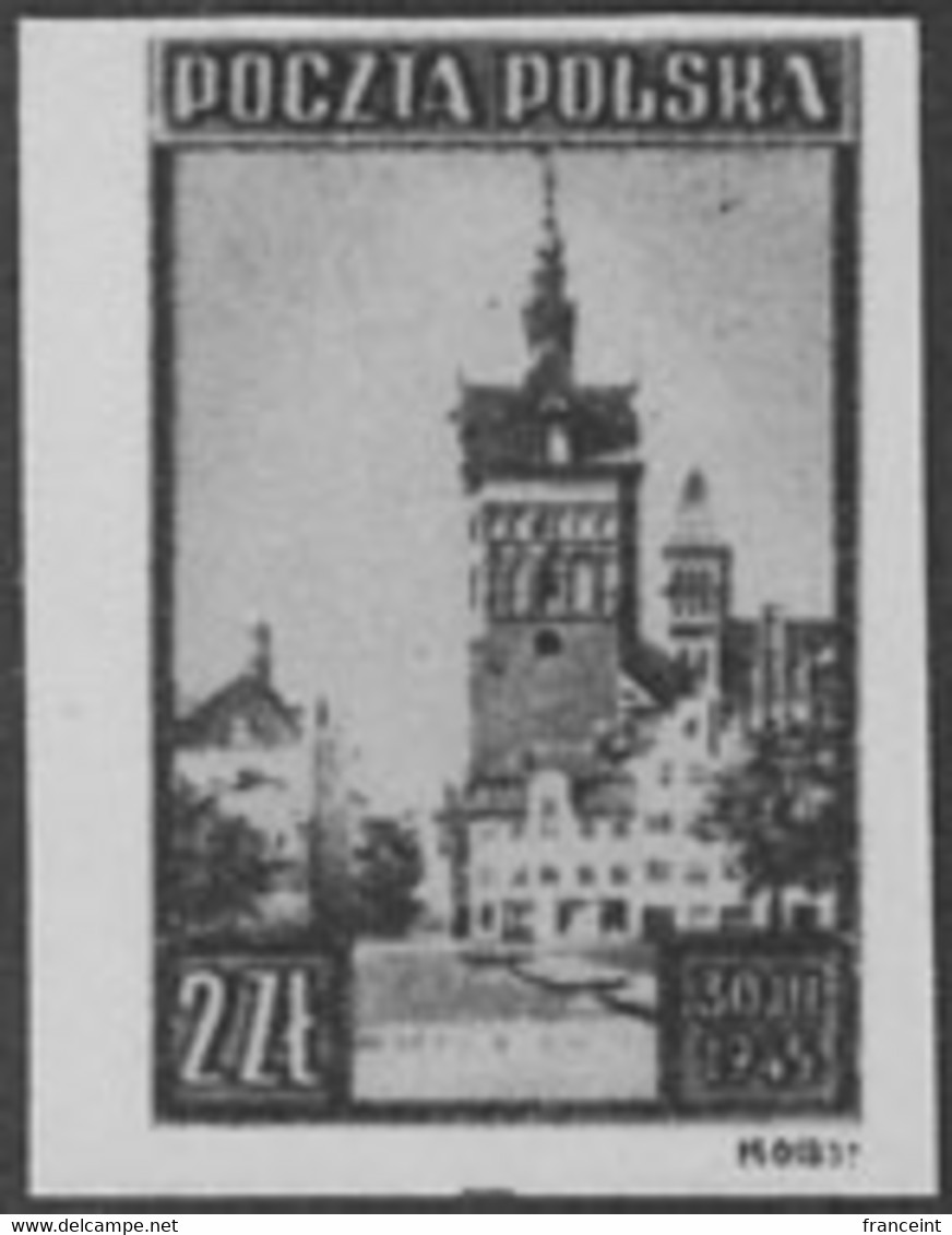 POLAND (1945) Stock Tower, Gdansk. Black Print. Scott No 371, Yvert No 451. - Proofs & Reprints