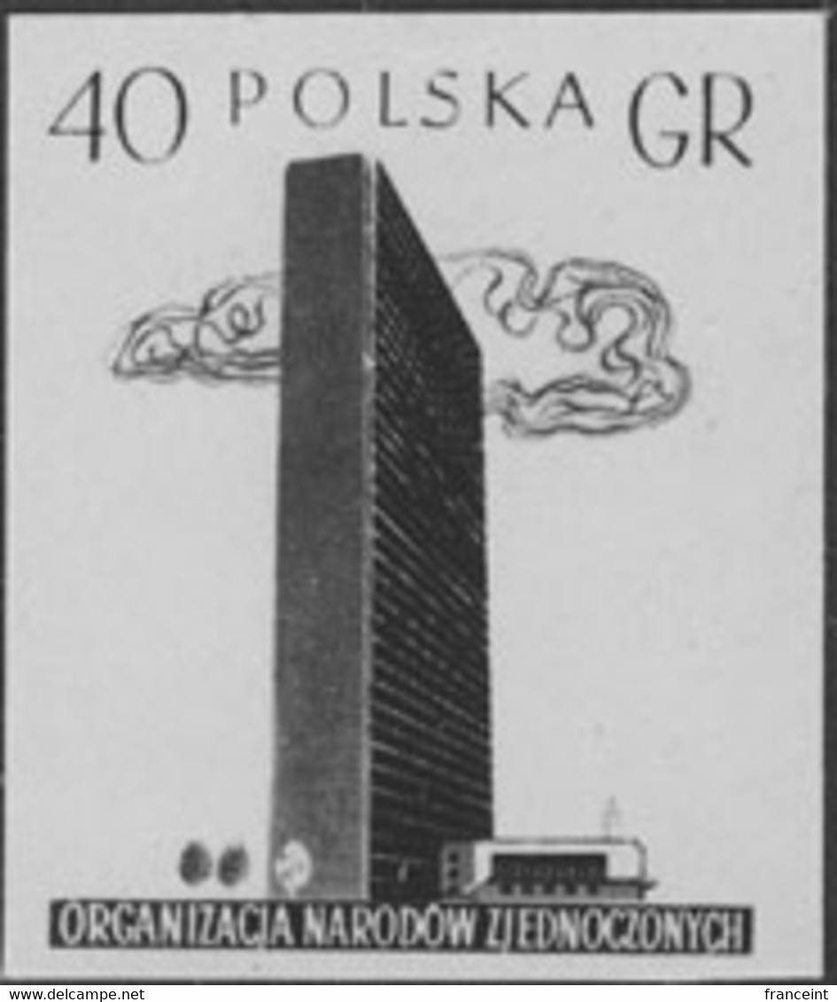 POLAND (1957) UN Building. Black Print. Scott No 763, Yvert No 887. - Proeven & Herdruk