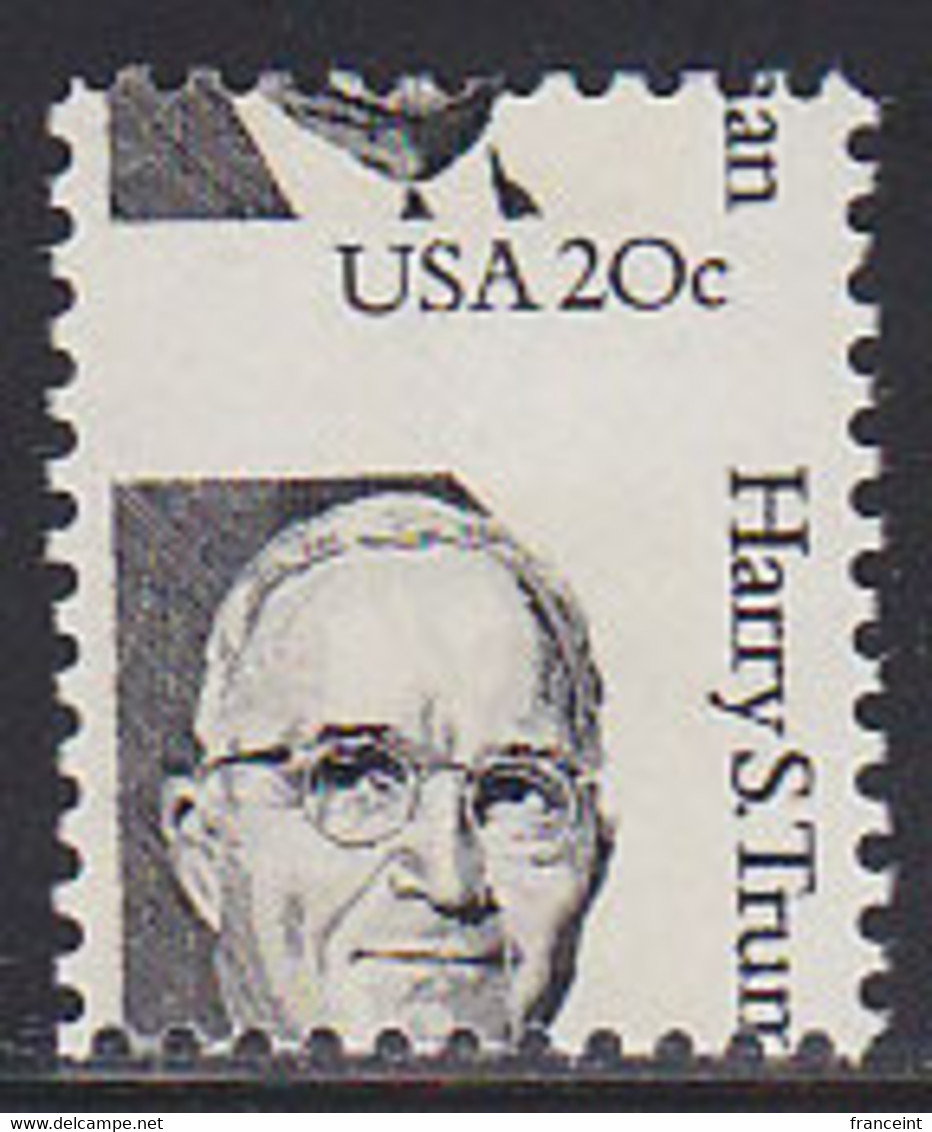 U.S.A. (1984) Harry Truman. Horizontal Misperforation Putting Part Of Truman's Head On The Top Of The Stamp. Scott 1862 - Varietà, Errori & Curiosità