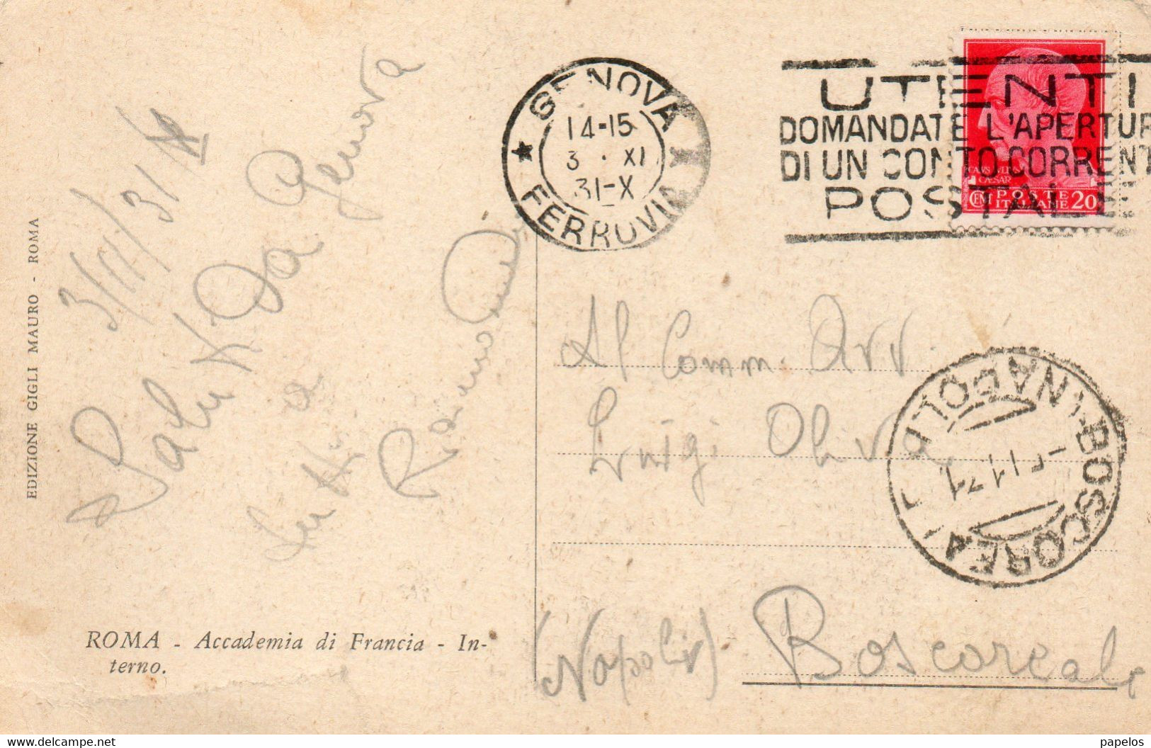 1931 ROMA ACCADEMIA DI FRANCIA - Onderwijs, Scholen En Universiteiten