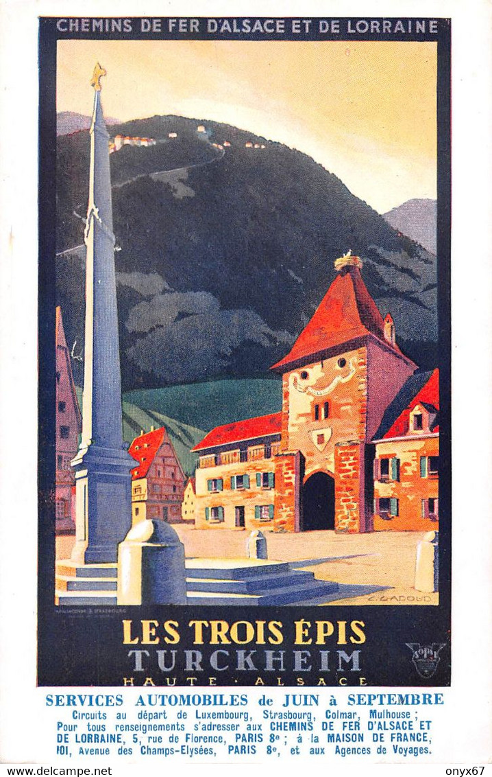 TROIS-EPIS-TURCKHEIM-68-Haut-Rhin-Affiche Chemin Fer Alsace-Publicité-Dessin-Illustrateur RARE - Trois-Epis