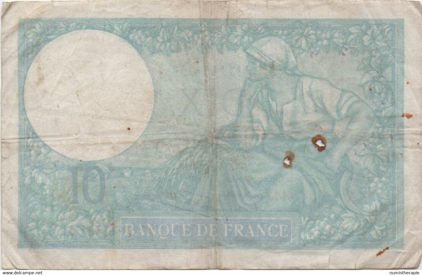 France : 10 Francs 1940 (très Mauvais état) - 10 F 1916-1942 ''Minerve''