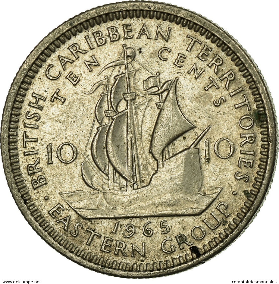 Monnaie, Etats Des Caraibes Orientales, Elizabeth II, 10 Cents, 1965, TTB - Caribe Británica (Territorios Del)