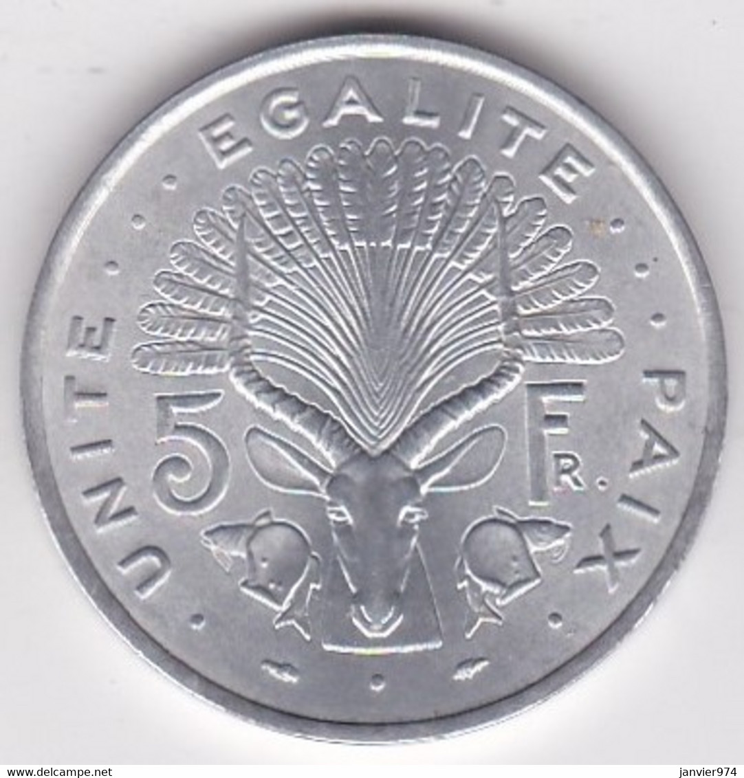 République De Djibouti  5 Francs 1977, En Aluminium , KM# 22 - Gibuti