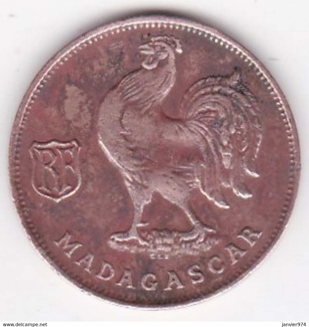 MADAGASCAR. FRANCE LIBRE. 1 Franc 1943. BRONZE, Lec 94 - Madagaskar