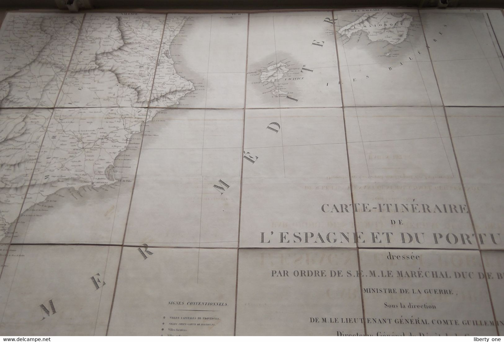 ESPAGNE Et PORTUGAL Partie SUD EST Gravée Richard WAHL Carte Itinéraire 1823 (Katoen / Cotton - Ch. Picquet) 92 X 68 Cm. - Europa