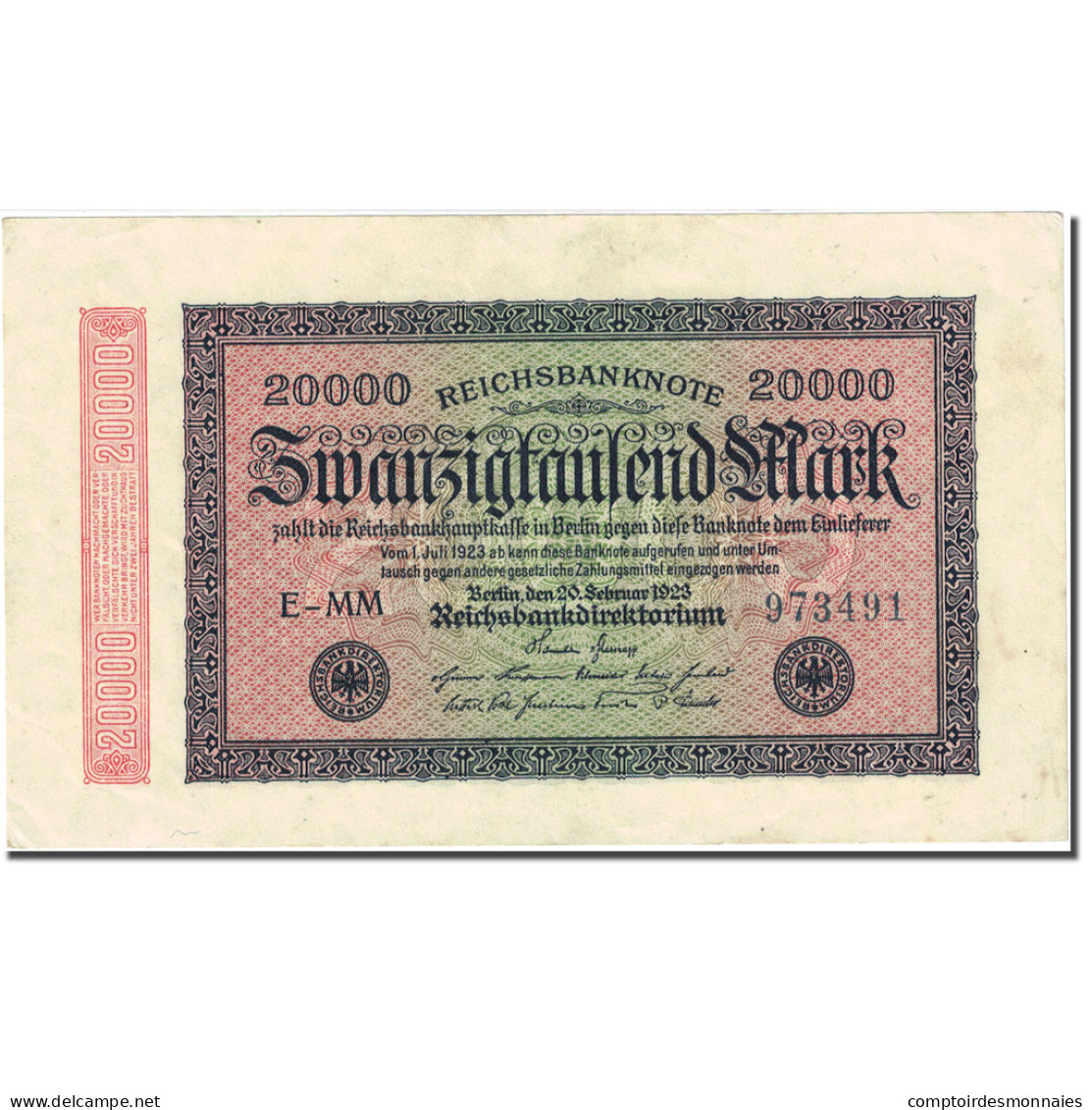 Billet, Allemagne, 20,000 Mark, 1923, 1923-02-20, KM:85a, SUP - 20.000 Mark