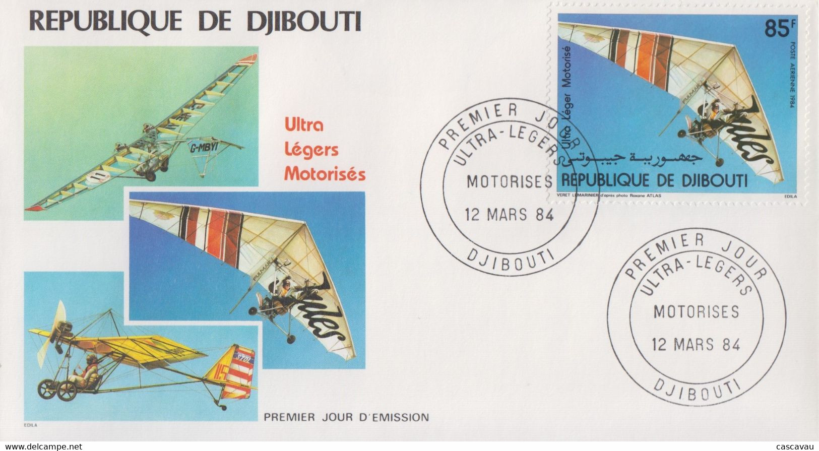 Enveloppe  FDC  1er  Jour    REPUBLIQUE   De   DJIBOUTI    Ultra - Légers   Motorisés    1984 - Sonstige (Luft)