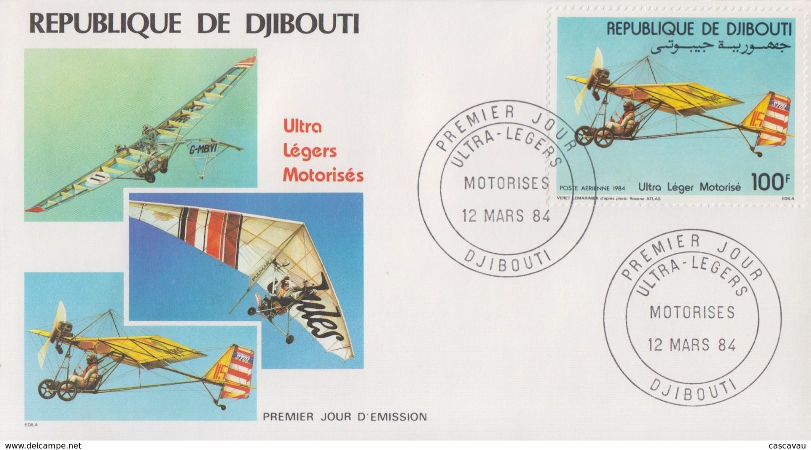 Enveloppe  FDC  1er  Jour    REPUBLIQUE   De   DJIBOUTI    Ultra - Légers   Motorisés    1984 - Sonstige (Luft)