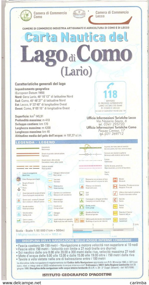 CARTA NAUTICA DEL LAGO DI COMO - Nautical Charts