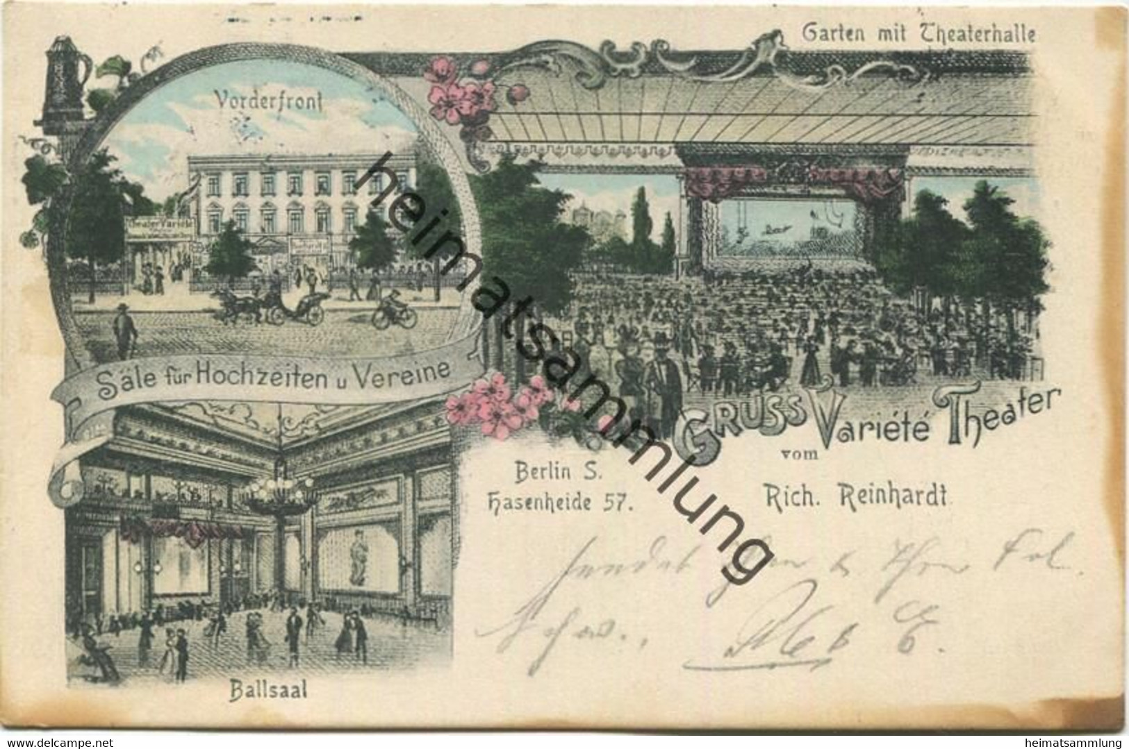 Berlin-Kreuzberg - Variete Theater - Hasenheide 57 - Besitzer Rich. Reinhardt - Verlag C. Aug. Droesse Berlin Gel. 1910 - Kreuzberg