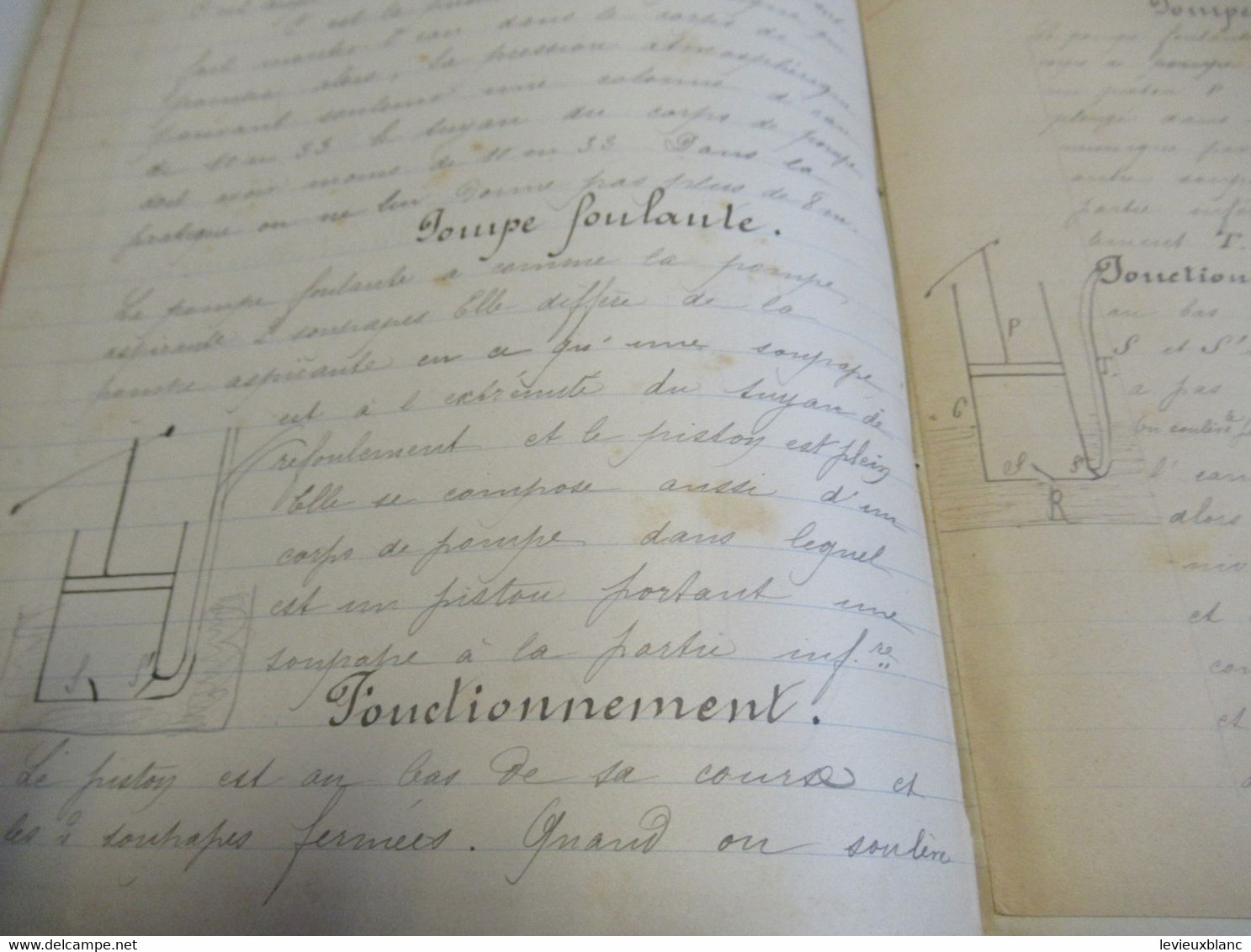 Cahier d'Ecole ancien de Physique-Chimie/Avec devoirs corrigés annotés encre rouge, insérés/Marie DERVELOY/1889   CAH308