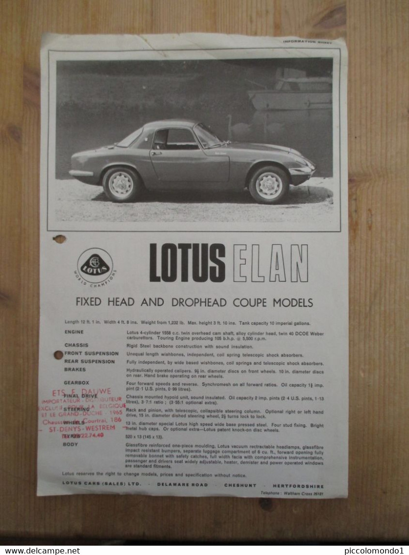 Lotus Elan Auto Car - Pubblicitari