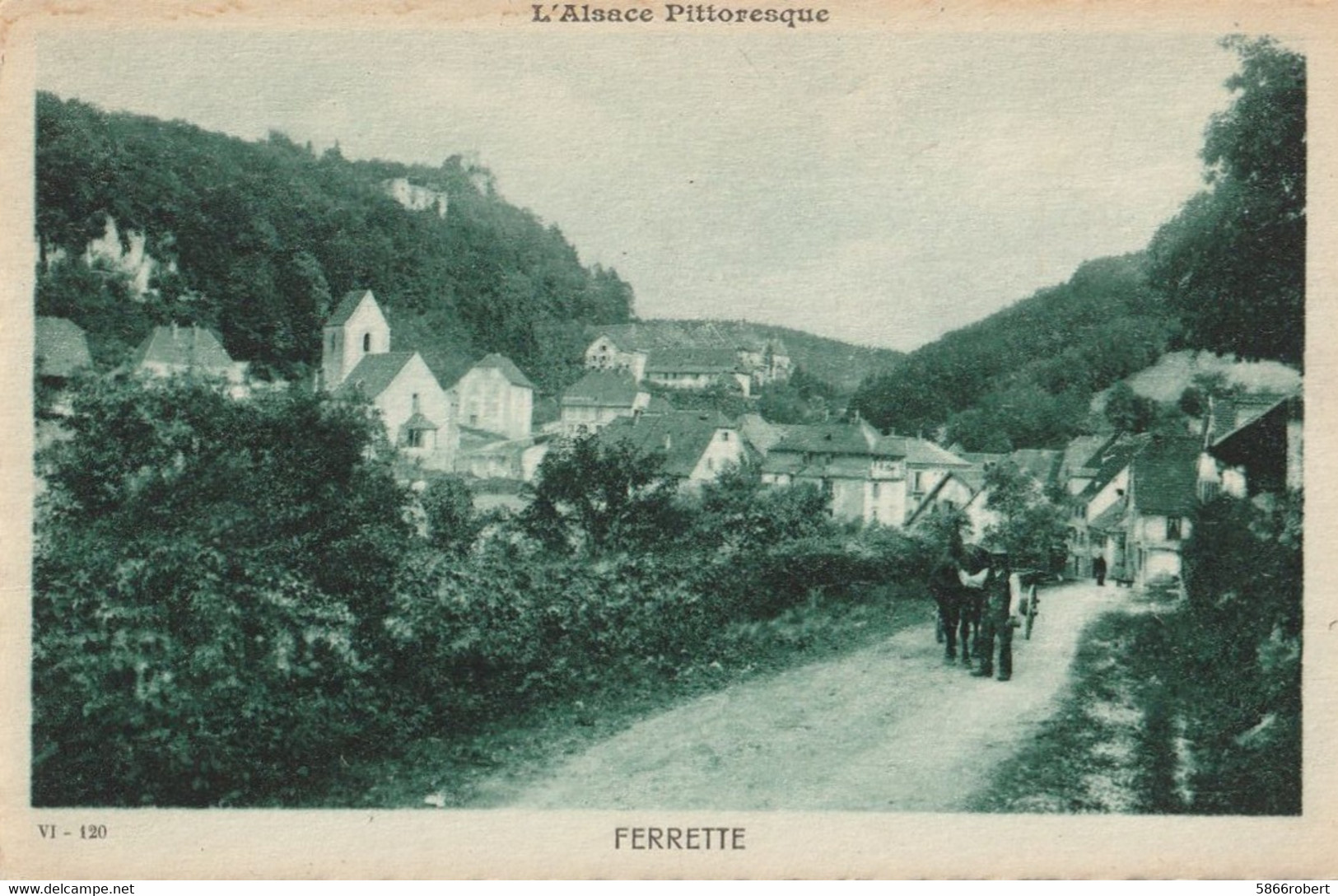 CARTE POSTALE ORIGINALE ANCIENNE : FERRETE  ANIMEE HAUT RHIN (68) - Ferrette