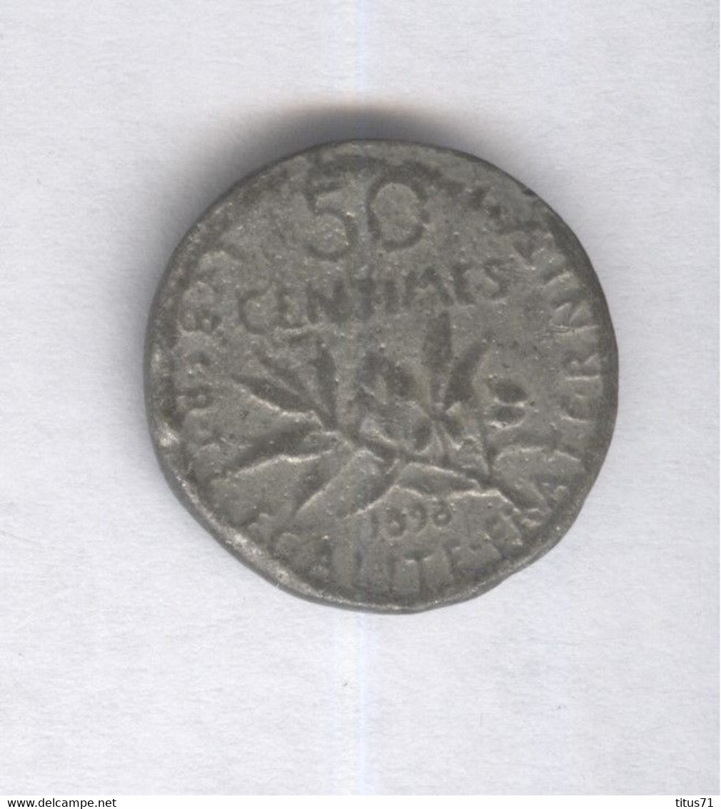 Fausse 50 Centimes France 1898 Moulée - Exonumia - Abarten Und Kuriositäten