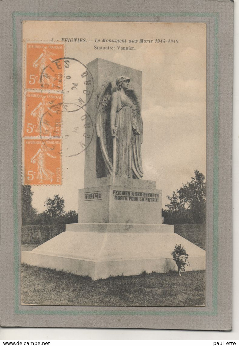 CPA - (59) FEIGNIES - Aspect Du Monument Aux Morts En 1924 - Feignies