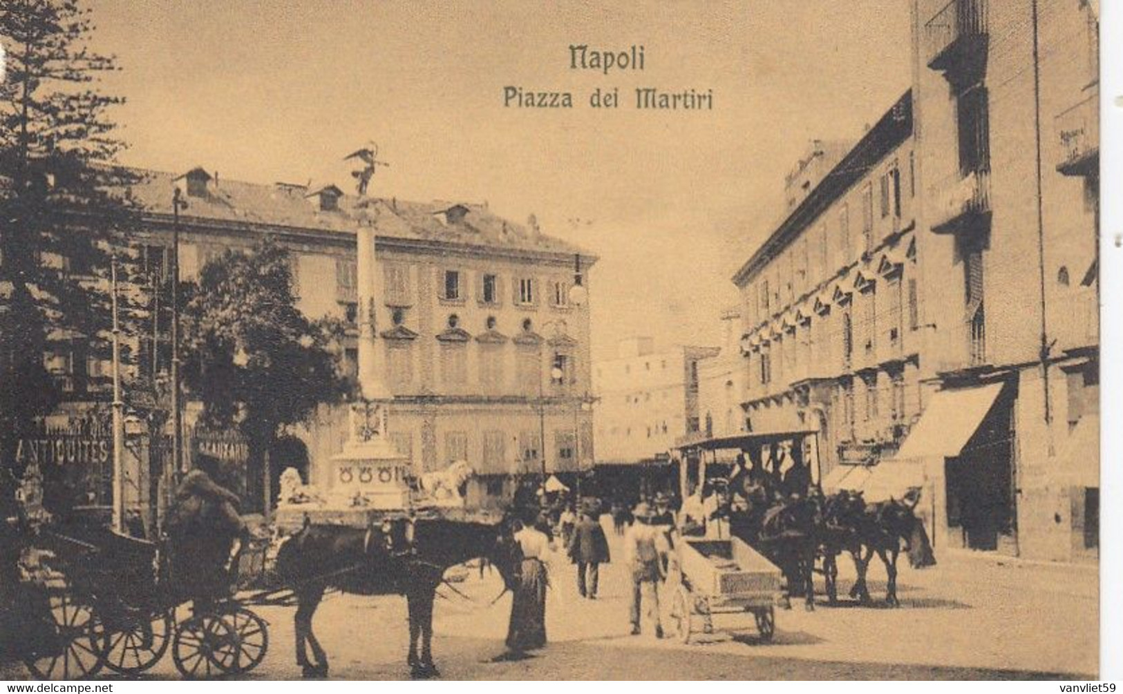 NAPOLI-PIAZZA DEI MARTIRI-ANIMATISSIMA- CARTOLINA NON VIAGGIATA -1910-1920 - Napoli (Napels)