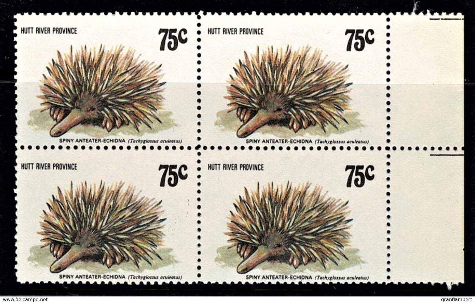 Hutt River Province 1983 Animals 75c Spiny Anteater - Echidna Block Of 4 MNH - Cinderelas