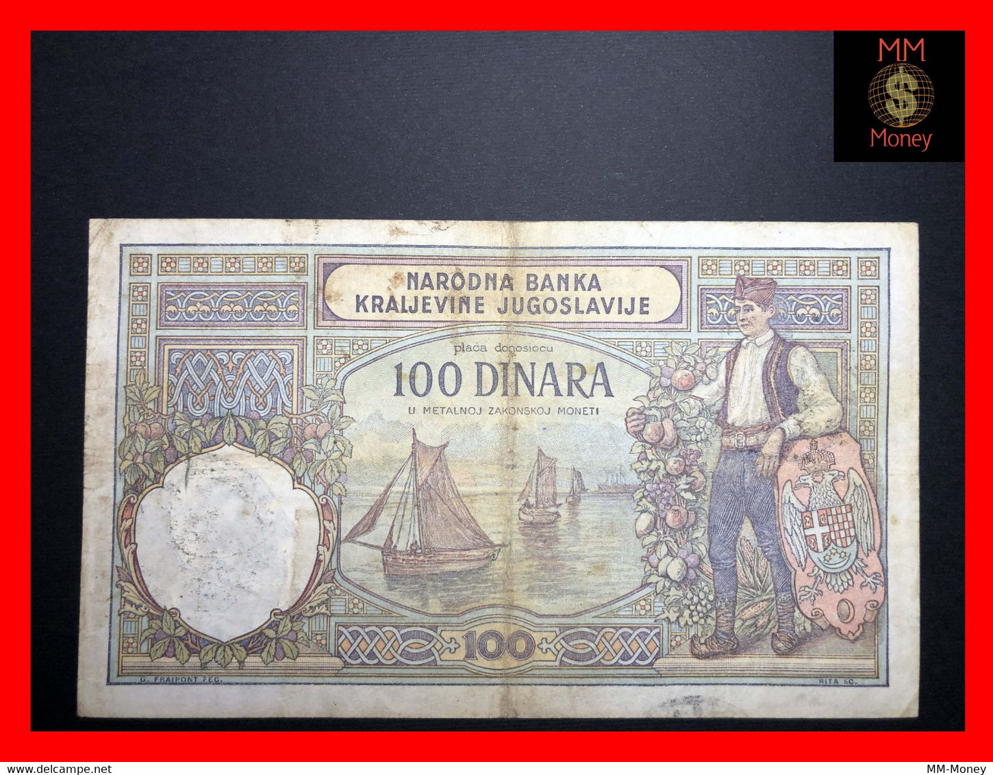 MONTENEGRO - YUGOSLAVIA  100  Dinara  1941  Handstamp "verificato" Italian Occupation   VF   [MM-Money] - Other - Europe